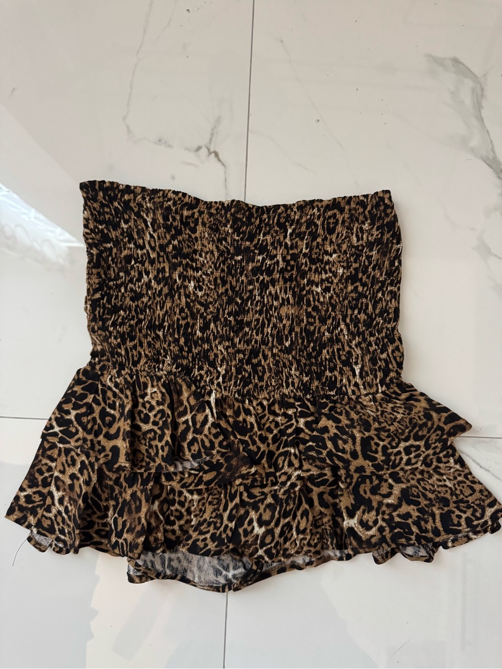 Zara Leopard Print Ruffle Mini Skort - Brown/Black